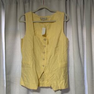 NWT Ann Taylor Loft Gold Button Yellow Women's Top Size M